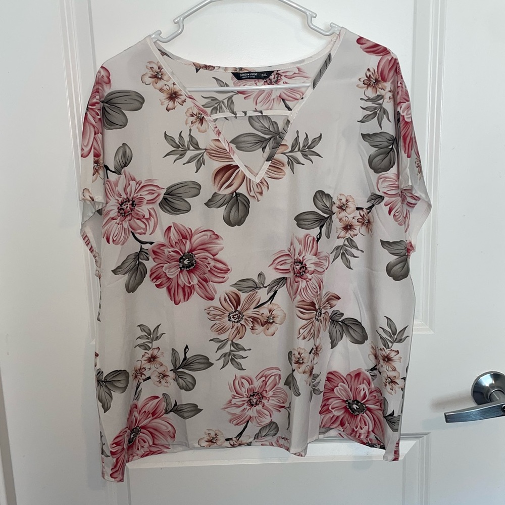 SHEIN White floral blouse